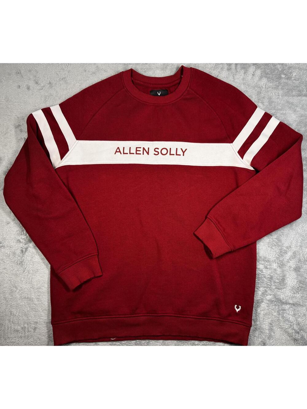 Allen Solly Sport Red White Crew Neck Regular Fit Cotton Sweatshirt Size Large